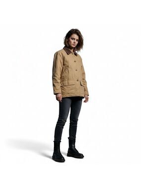 Woolrich Barn Coat Heritage Workwear Canvas Jacket Womens M Saddle Tan